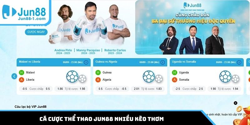 Cá cược thể thao Jun88 nhiều kèo thơm
